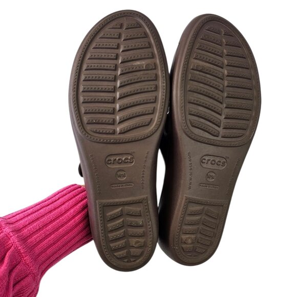 CROCS Womens Patricia Strappy Slip On Sandals, Brown, Comfort, Size 10 - Picture 5 of 10